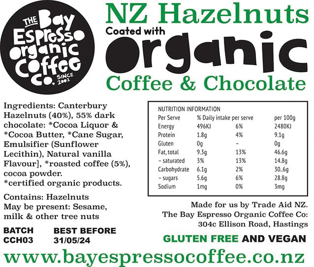 Coffee Infused, Chocolate Coated Hazelnuts